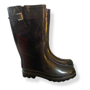 Women's Rain Boots Tall Rubber Outdoor Galoshes Black Size 7B Weather Fashion